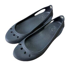 Crocs Kadee Womens 6 W Rubber Slip On Comfort Ballerina Flats Closed Toe Black